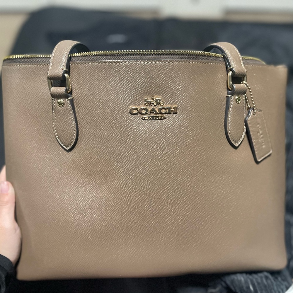 Coach Taupe Leather Tote Bag